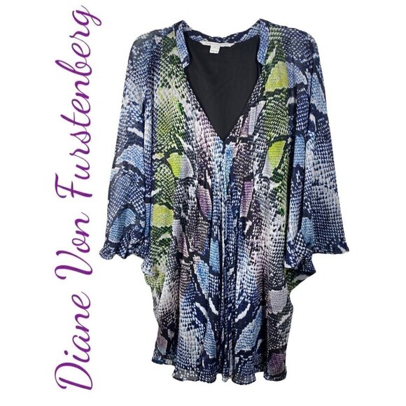DIANE VON FURSTENBERG Fleurette 100% Silk Snake Print Mini Cocktail Dress, 2 - Picture 10 of 10
